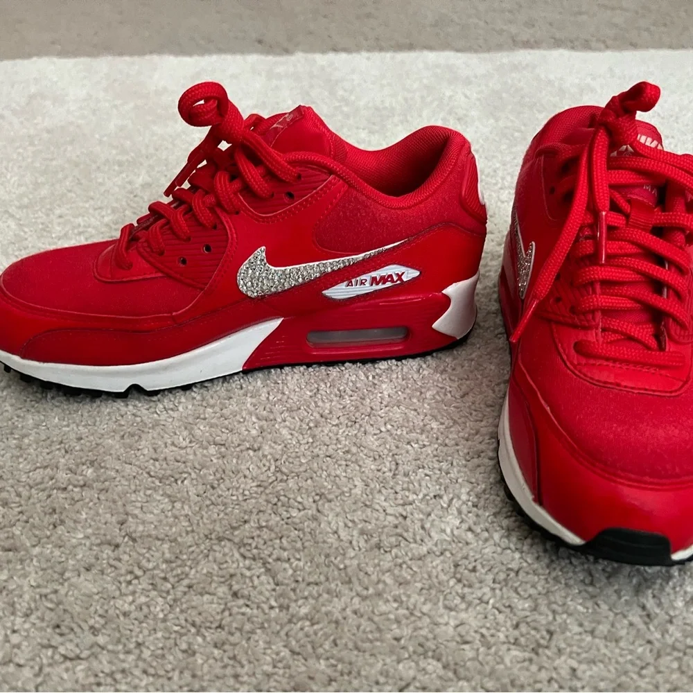 Nike Red Air Max Sneakers Swarovski Crystal - Picture 3 of 6